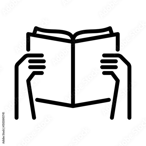 Reading book outline icon. Read book black line illustration.