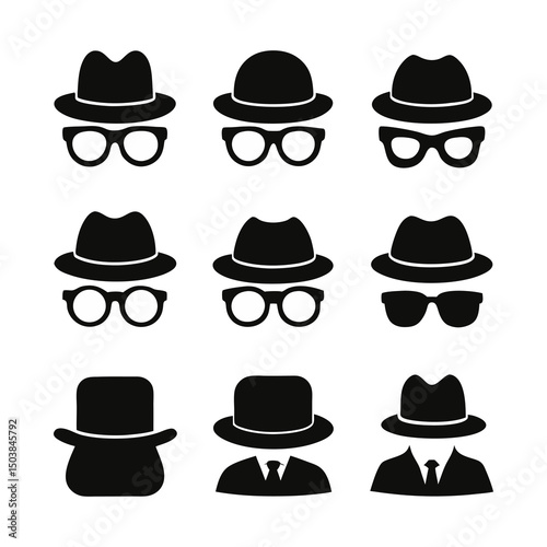 Anonymous Figure Icons with Hats and Glasses