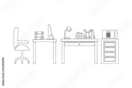 Modern Apartment Hallway and Foyer Entrance Vector Icon Set Featuring Black and White Silhouettes and Outline Style Illustrations for Interior Design and Architecture Concepts