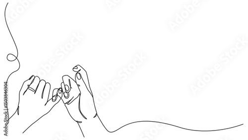 Continuous line drawing of pinky promise hand gesture vector illustration
