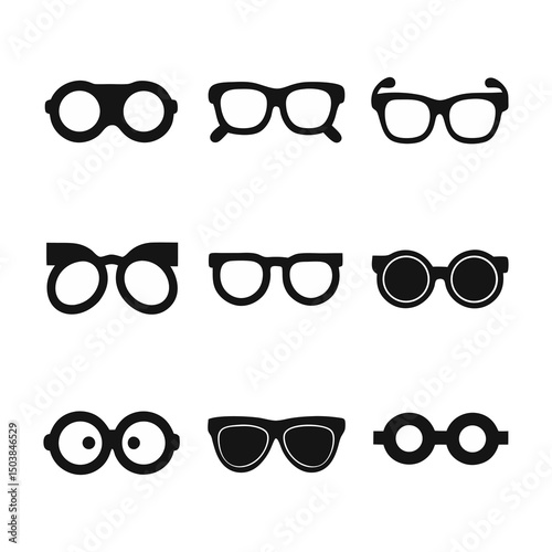 Collection of Eyeglasses and Sunglasses Icons
