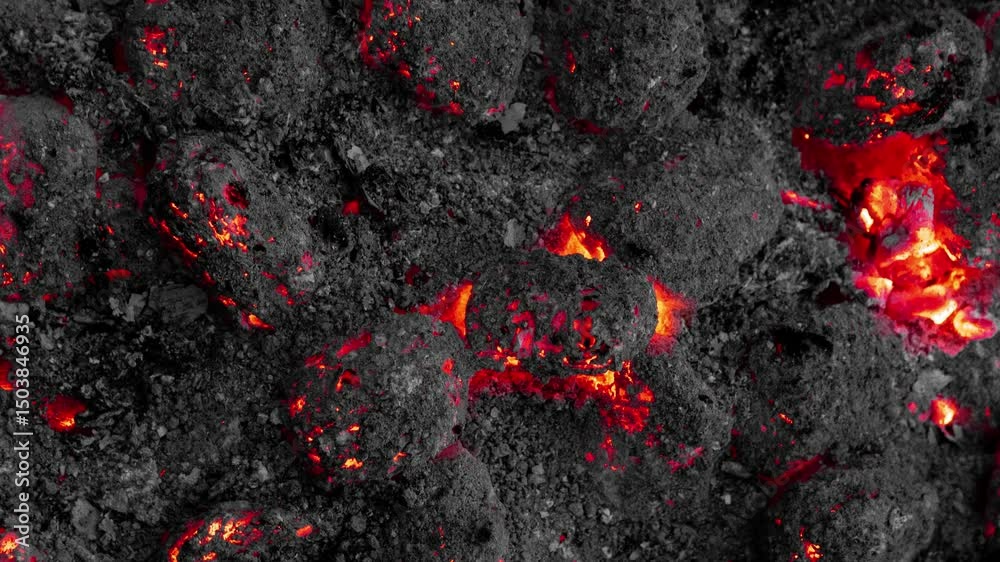 Planet Lava planet animation  .Space Shuttle Interface approaching planet Lava with black background. lava with fire sphere galaxy background 
