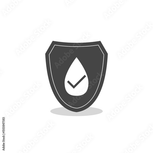Waterproofing shield icon with shadow 