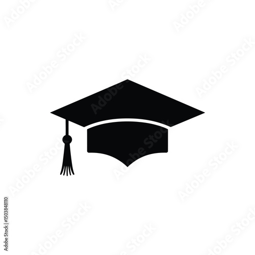 Black silhouette icon of a graduation cap, symbolizing academic achievement, graduation, education milestones, and scholarly success