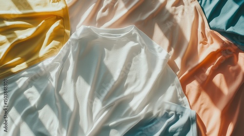 Soft satin textiles in gentle light arrangement for interior decor