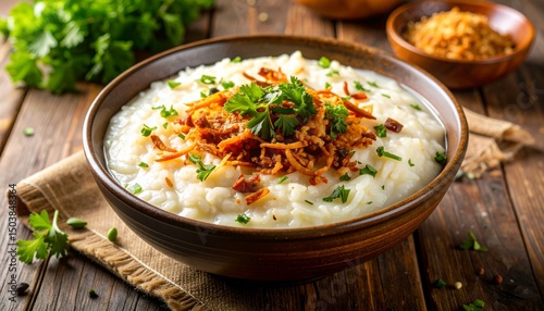 Traditional Bubur Lambuk Rice Porridge Filling Entire Frame