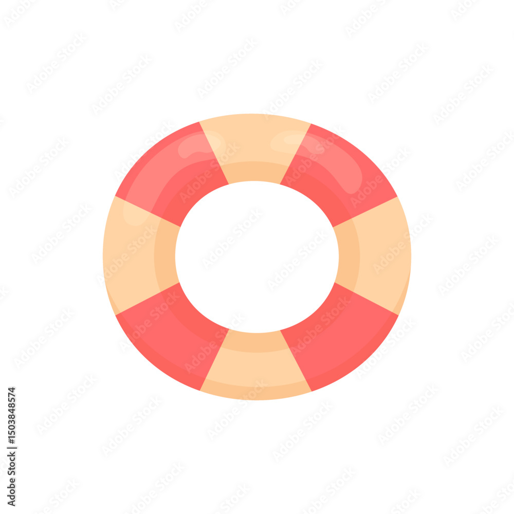 Obraz premium Bright vector illustration of a lifebuoy in Hand drawn style. Perfect for summer designs, beach and sea themes, safety concept visuals, kids graphics, and travel materials. On a white background.