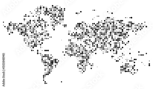 Modern dotted world map. A line shape world map offering an elegant outline of international regions. The line shape world map is perfect for infographics, geography lessons, and design projects.