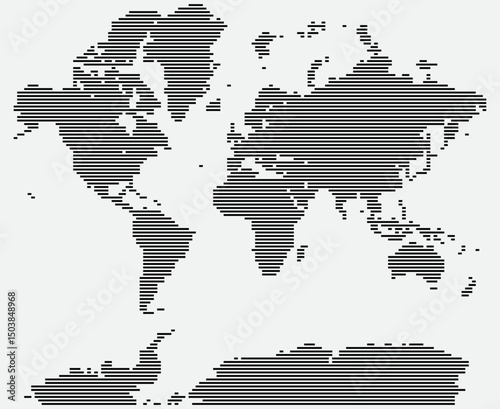 Line shape vector world map. Minimal and elegant, line shape world map design outlines the continents and oceans. Dotted world map works for atlases, global studies, and modern graphic use.