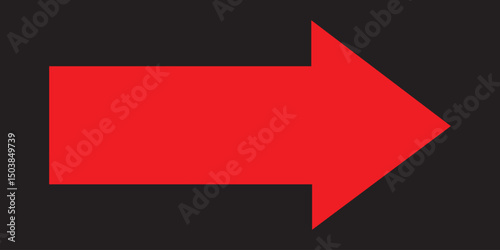  Long arrow icon. Long arrow vector icon. Straight long arrow vector icon. Red arrow pointing right on black background. Eps 10