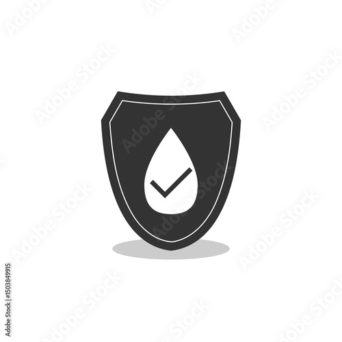Waterproofing shield icon with shadow 