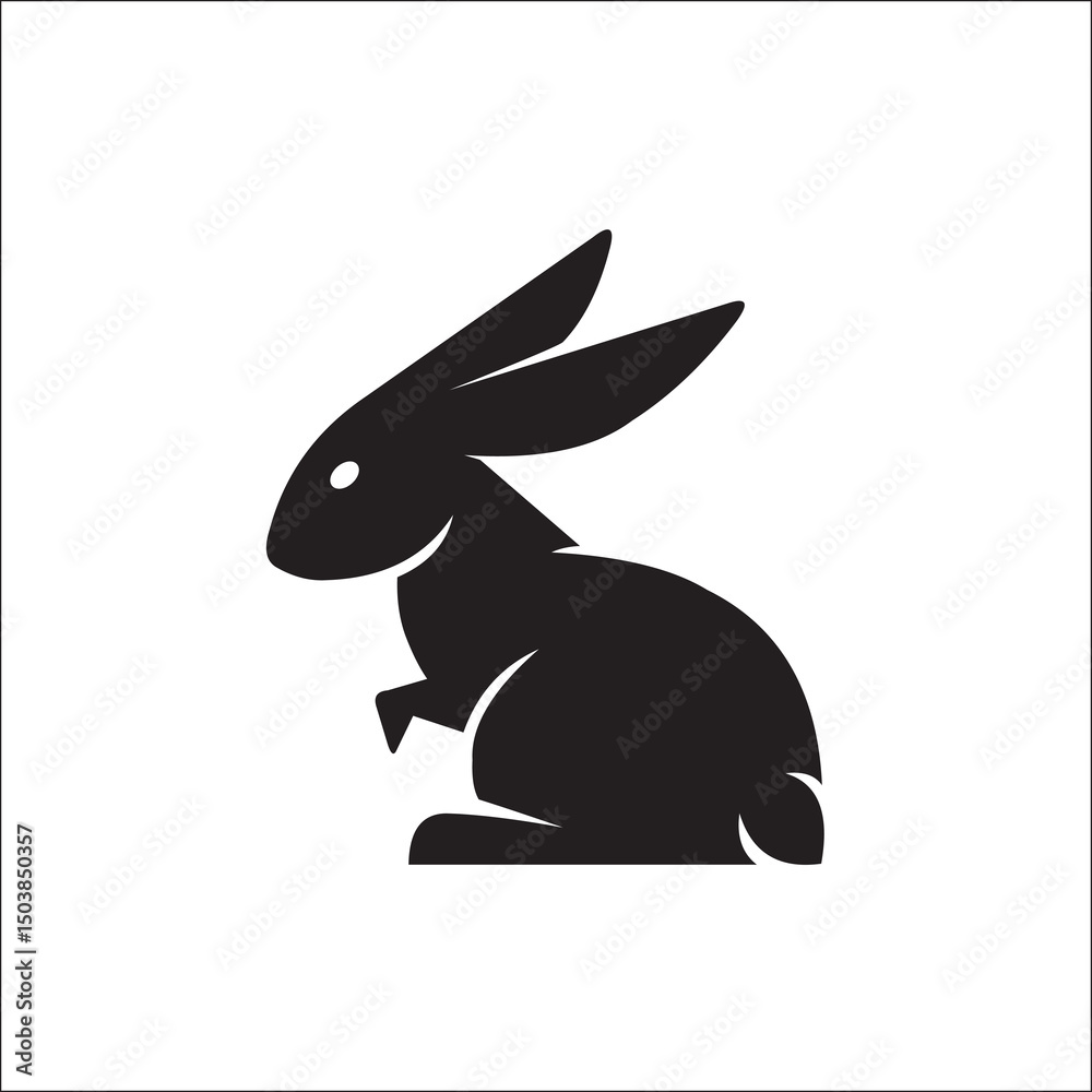 Obraz premium Rabbit black icon, vector sign on isolated background. Rabbit concept symbol, illustration