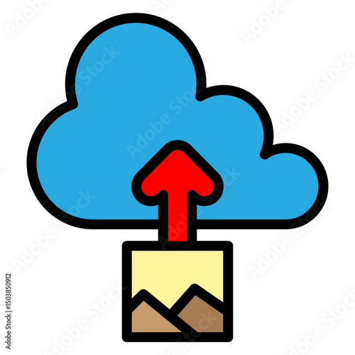 Image Upload Vector Filled Icon Design