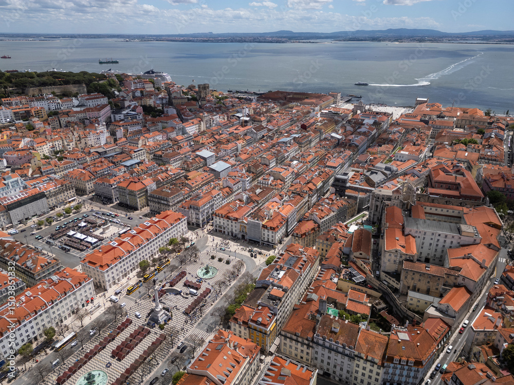 Obraz premium Beautiful aerial view to traditional buildings in historic downtown