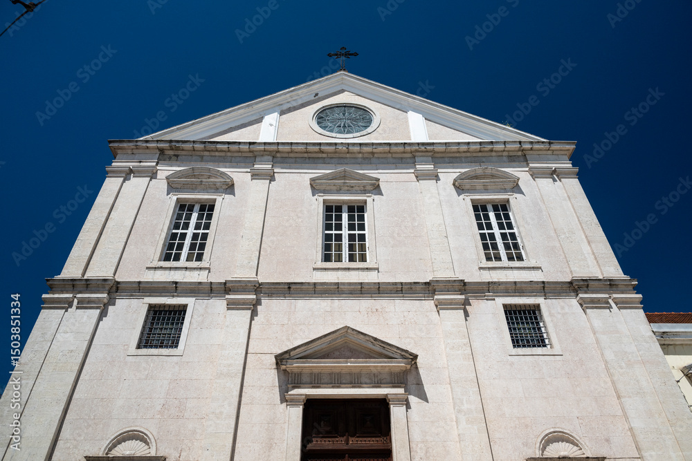 Beautiful view to old historic church building in downtown Lisbon Beautiful view to old historic church building in downtown Lisbon