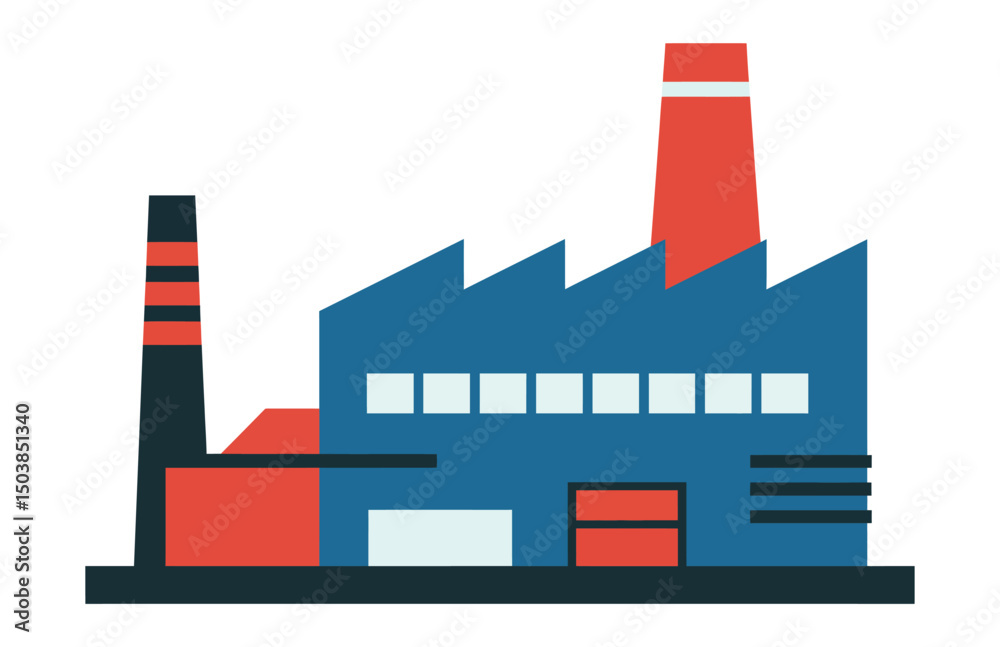 Obraz premium Factory building web icon in flat vector style