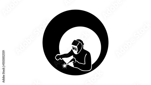 Welded pipe, black isolated silhouette