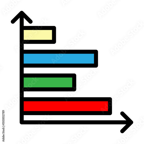 Horizontal Bar Graph Vector Filled Icon Design