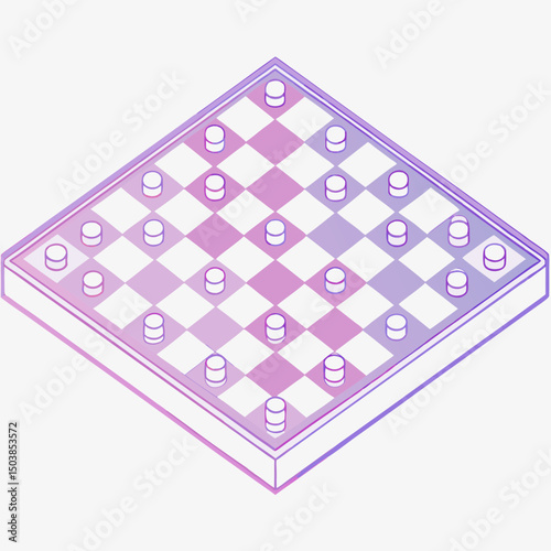 Isometric chessboard design with purple and pink color scheme  