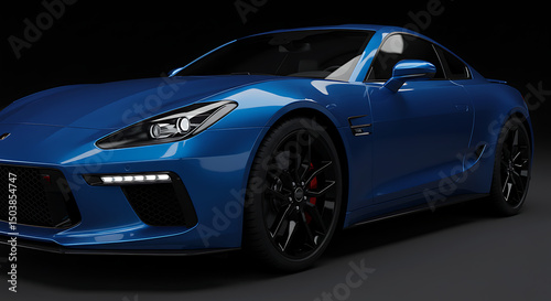 Sleek Cobalt Blue Sports Car in Studio Lighting