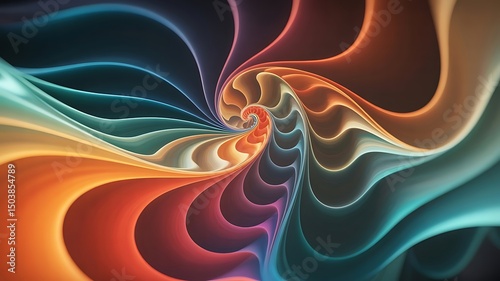 Colorful waves in vibrant hues flow across a deep black background, creating a striking visual contrast.
