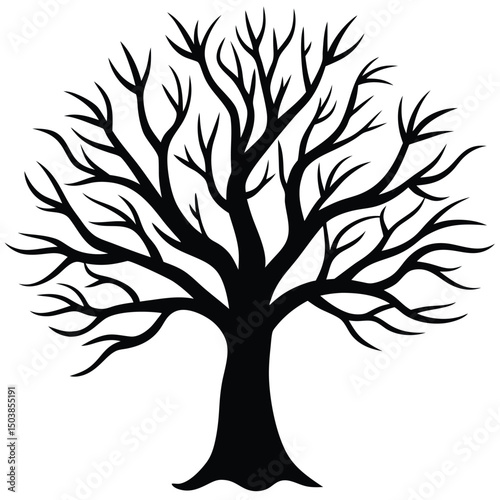 a tree silhouette with branches that curve like fi