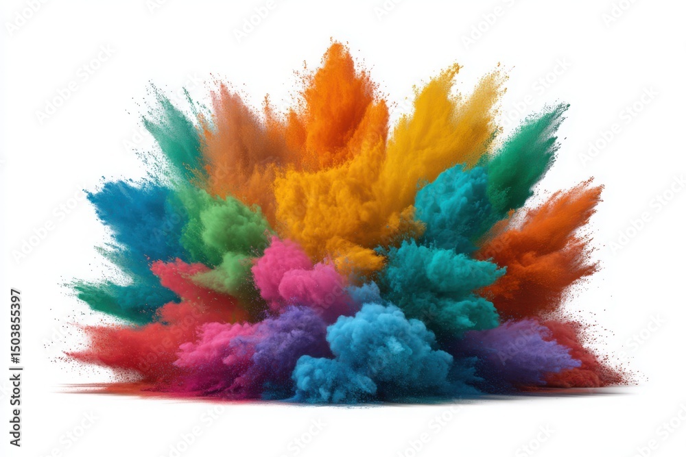 Fototapeta premium Colorful powder paint explosion on white background