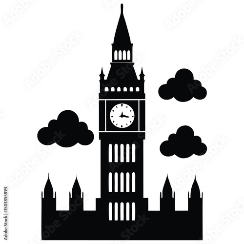London's Iconic Clock Tower Silhouette