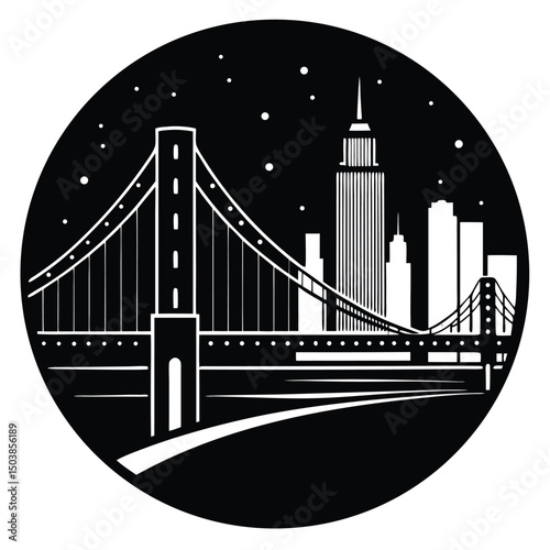 the brooklyn bridge silhouetted against the city