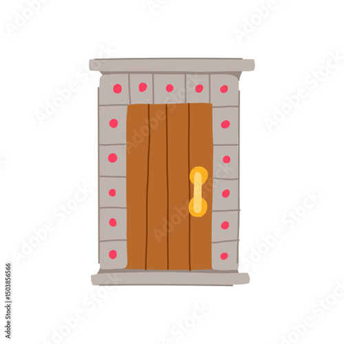 archway ancient medieval door cartoon vector illustration