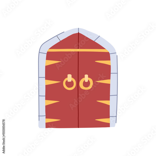 portal ancient medieval door cartoon vector illustration