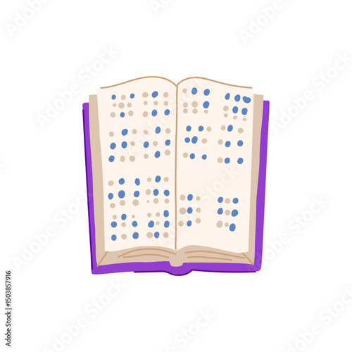 tactile braille textbook cartoon vector illustration