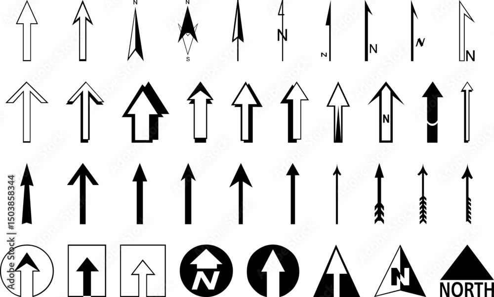Compass Arrow icon stock illustration. North symbol. Vector compass Set