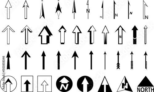 Compass Arrow icon stock illustration. North symbol. Vector compass Set