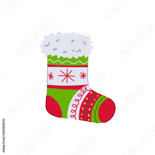 festive christmas sock cartoon vector illustration