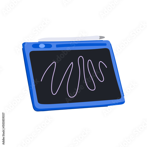 stylus digital handwriting pad cartoon vector illustration
