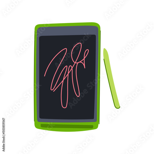 touchscreen digital handwriting pad cartoon vector illustration