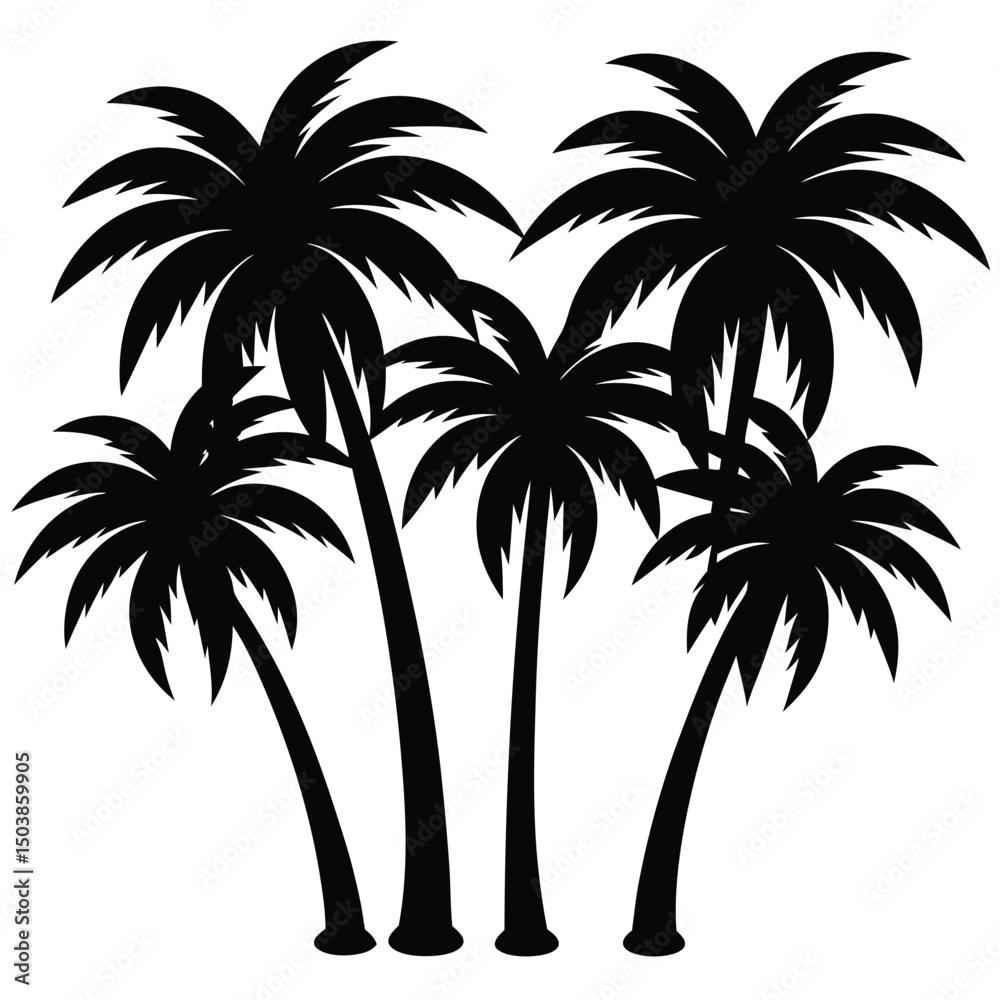 Fototapeta premium a cluster of coconut trees each with slightly dif