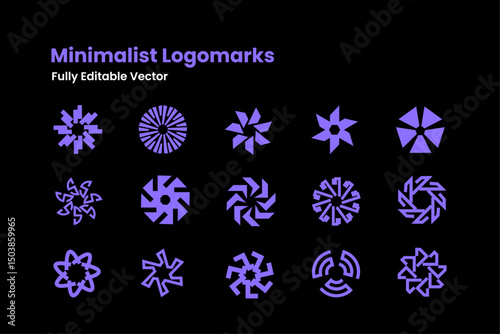 Minimalist tech Logomarks vector, unique logo design, set of professional geometric logo photo