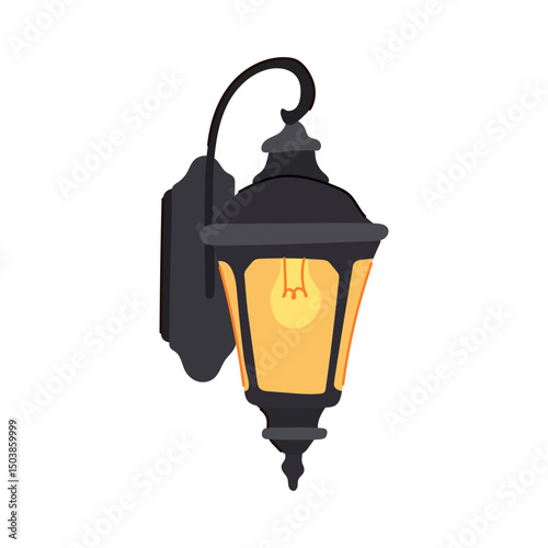 patio exterior lamp cartoon vector illustration