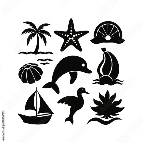 Tropical and Beach Themed Icon Set