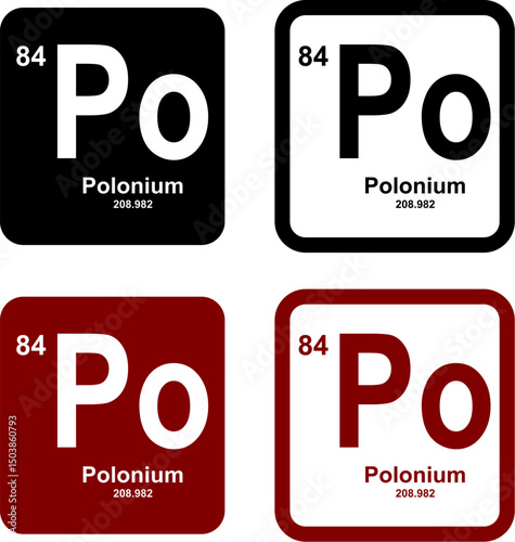 Polonium icon set. vector template illustration for web design
