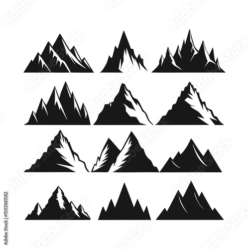 Diverse Mountain Peaks and Landscapes Silhouettes