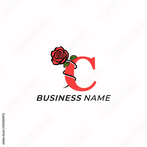logo design combine letter C and rose flower