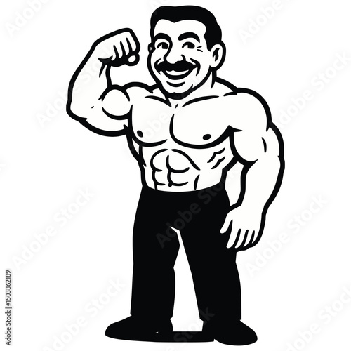 Muscular Man Showcasing His Powerful Arms Generative AI