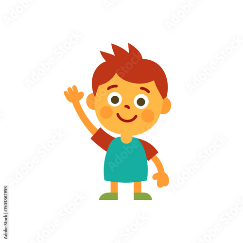 Cartoon Kid Raising Hand Doodle Icon