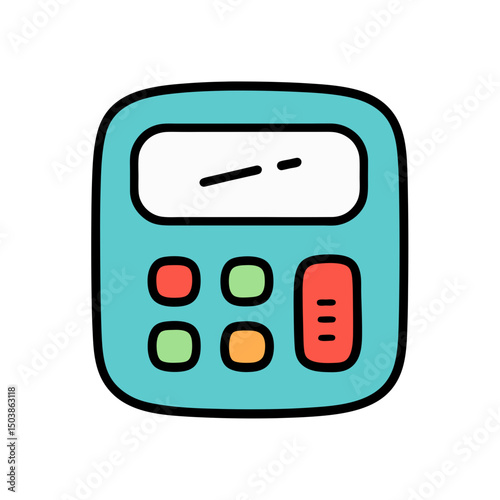 Cartoon Calculator App Doodle Vector