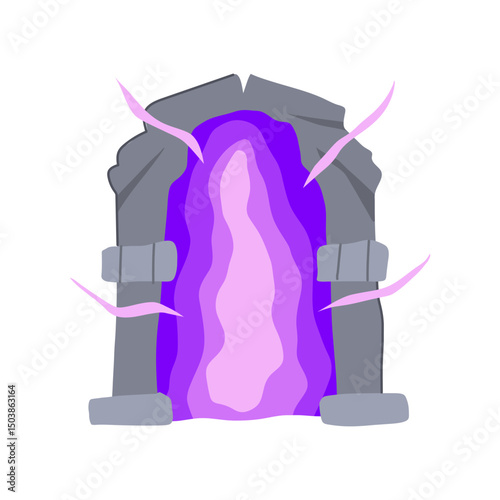 enchantment magic door portal cartoon vector illustration