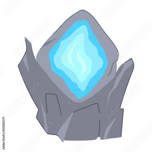 journey magic door portal cartoon vector illustration
