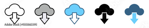 LEAN THINKING icon with multiple style  of define value, map value stream, create flow, established pull, and pursuit perfection
